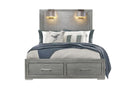 TIFFANY SILVER QUEEN BED WITH LAMPS