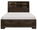 Chesky King Bookcase Bed with Footboard Storage in Warm Espresso 1753K-1EK*