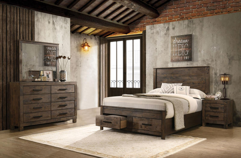 Woodmont 4-piece Eastern King Platform Bedroom Set Rustic Golden Brown image