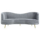 Sophia Upholstered Camel Back Sofa Blue