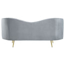 Sophia Upholstered Camel Back Loveseat Blue