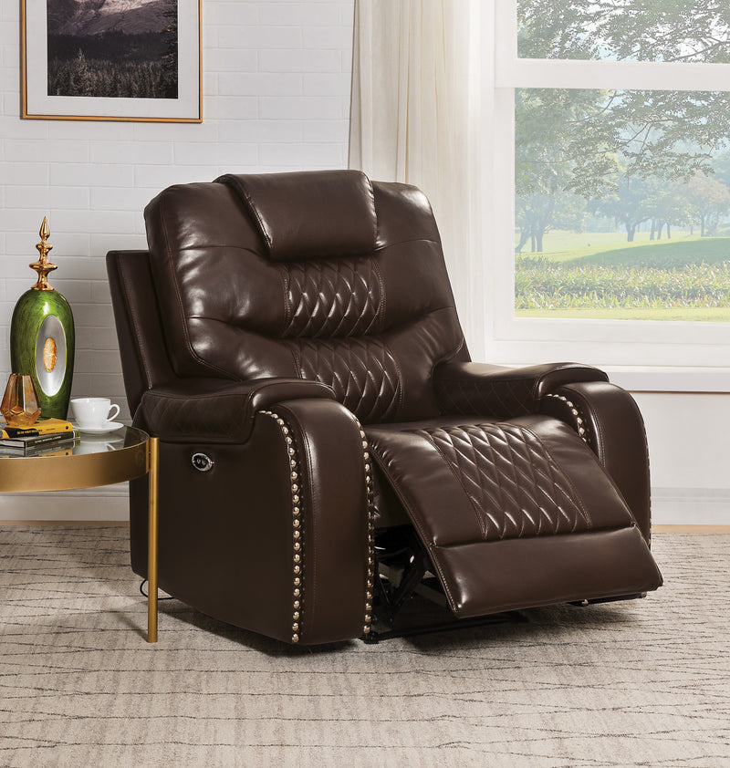 Braylon Brown PU Recliner (Power Motion) image