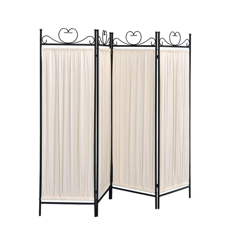 Dove 4-panel Folding Screen Beige and Black