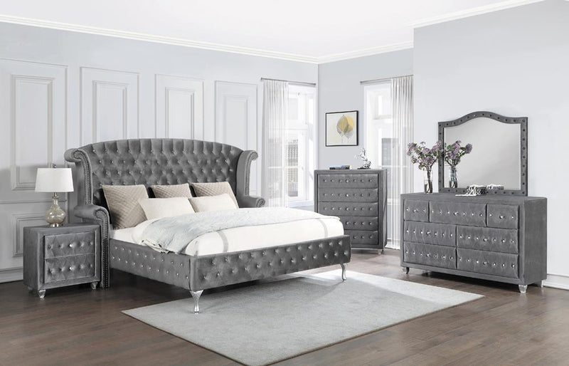 Deanna Queen Tufted Upholstered Bed Grey