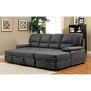ALCESTER Brown & Gray Sectional w/ Sleeper, Ash