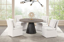 Broager 5 Pc Dining Table Set (Light Gray Swivel Chairs)