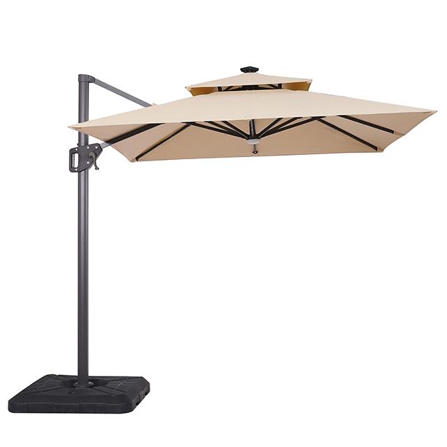 Xico 8 Ft Square Umbrella w/ Double Top w/ LED Light + 37" Large Base