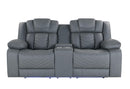 U7068 GREY 10 POWER CONSOLE RECLINING LOVESEAT WITH LED