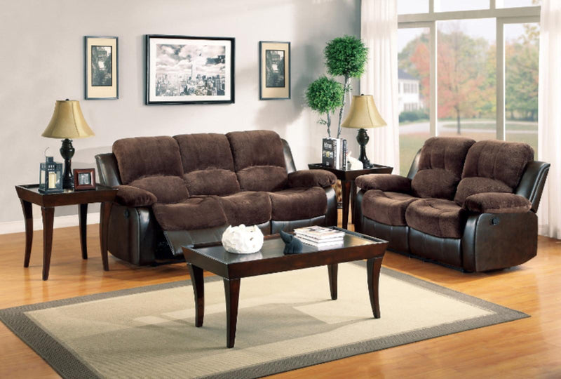 Homelegance Furniture Granley Double Reclining Loveseat in Chocolate 9700FCP-2