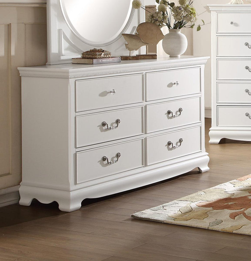 Homelegance Lucida 6 Drawer Dresser in White 2039W-5