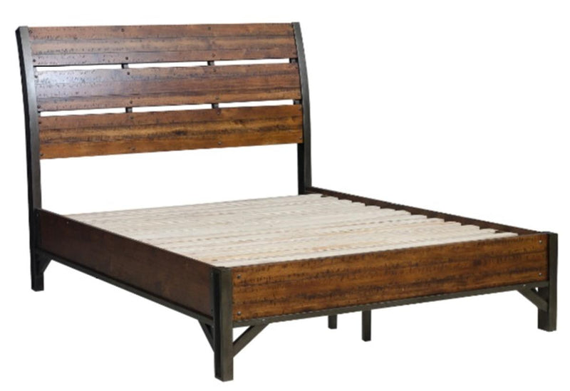 Holverson King Platform Bed in Rustic Brown & Gunmetal 1715K-1EK*