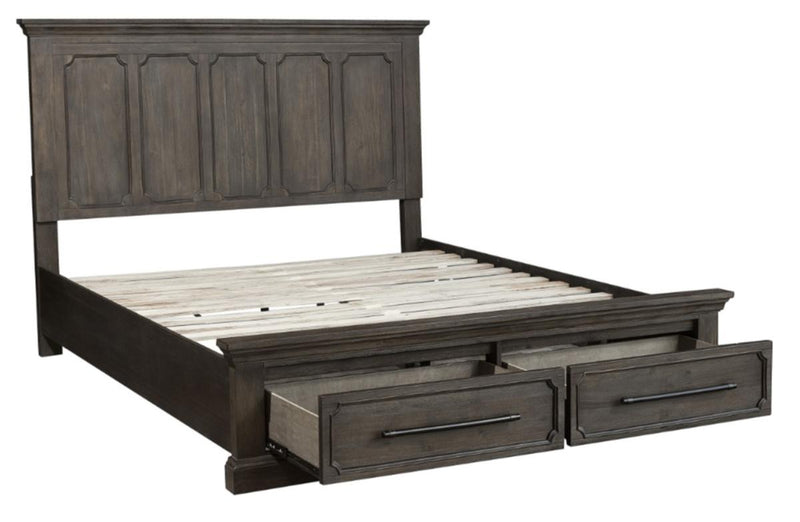 Taulon King Platform Bed with Footboard Storage in Dark Oak 5438K-1EK*