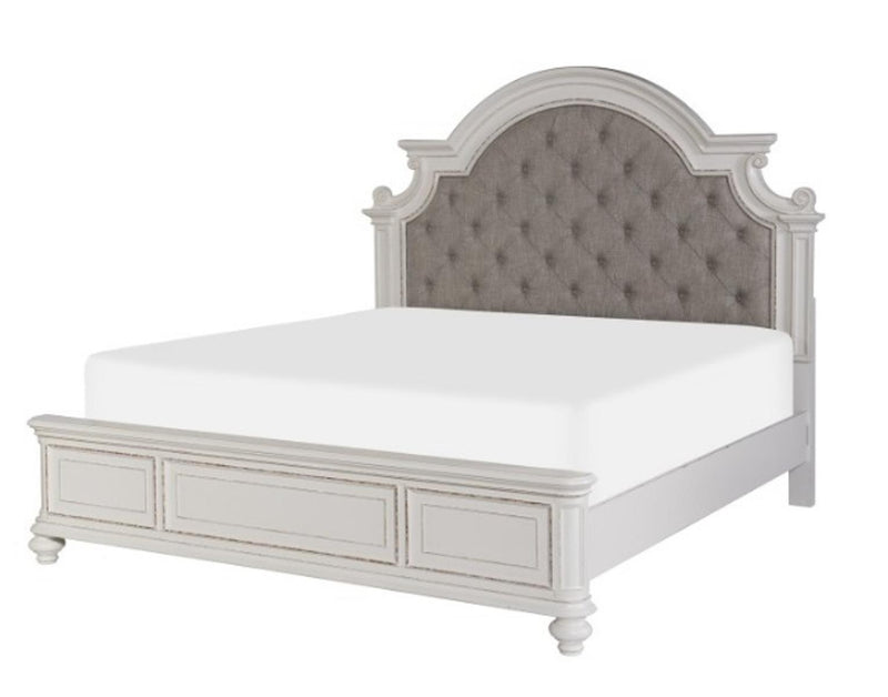 Baylesford King Upholstered Panel Bed in Antique White 1624KW-1EK*