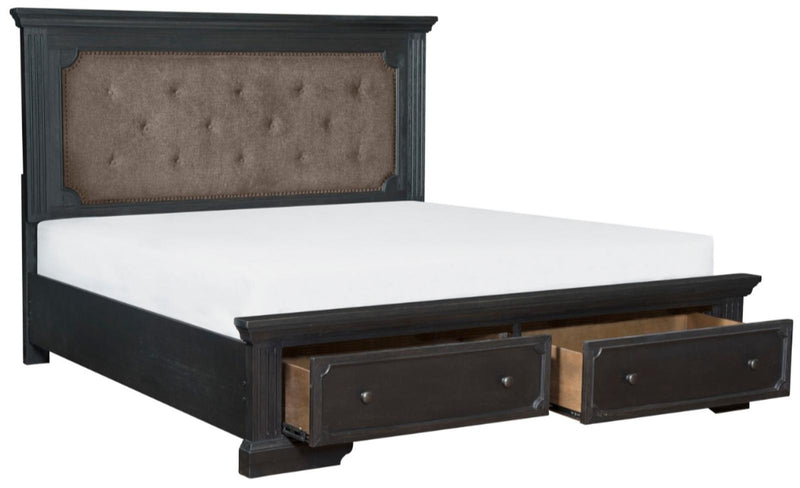 Bolingbrook King Upholstered Storage Platform Bed in Coffee 1647K-1EK*