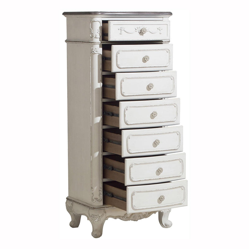 Cinderella 7 Drawer Tall Chest Antique White with Grey Rub-Through 1386NW-12