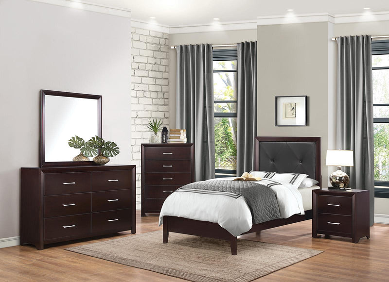 Edina Twin Panel Bed in Espresso-Hinted Cherry 2145T-1