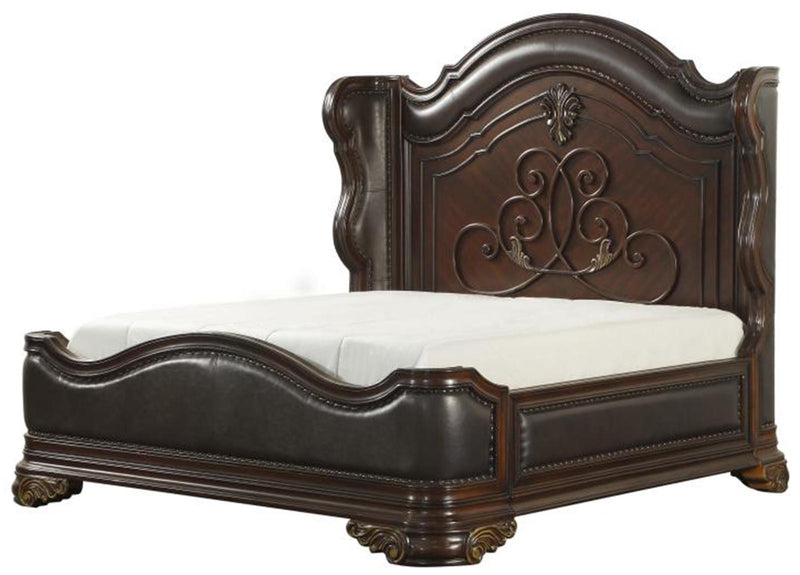 Homelegance Royal Highlands King Upholstered Panel Bed in Rich Cherry 1603K-1EK image