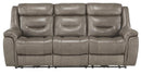 Danio Power Double Reclining Sofa with Power Headrests in Brownish Gray 9528BRG-3PWH