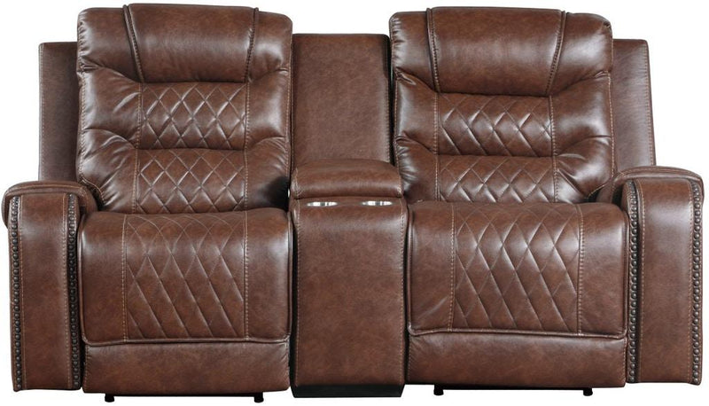 Homelegance Furniture Putnam Power Double Reclining Loveseat in Brown 9405BR-2PW image