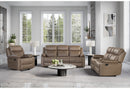 U6026 Brown Reclining Sofa-Reclining Console Loveseat with Glider Recliner