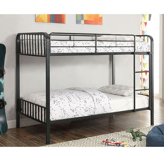 CLEMENT Black Metal Twin/Twin Bunk Bed