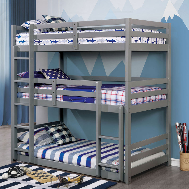 California V Gray Twin/Twin/Twin Bunk Bed image