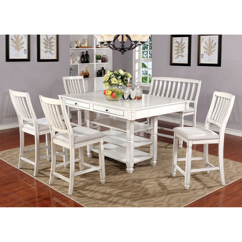 Kaliyah Antique White 6 Pc. Dining Table Set w/ Bench image