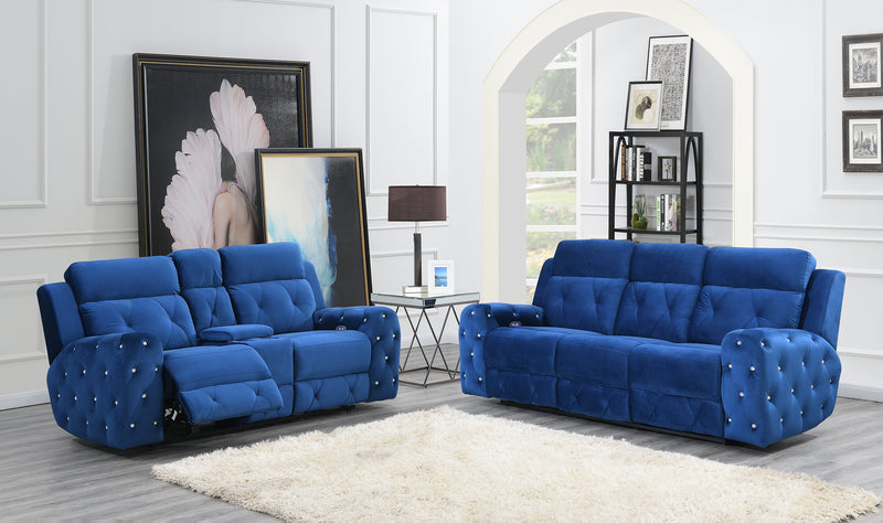 U8311 POWER RECLINING SOFA BLUE VELVET (HLR-64) image